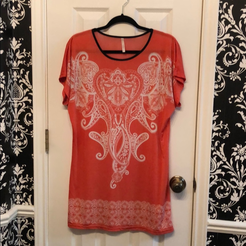 Coral short-sleeved blouse